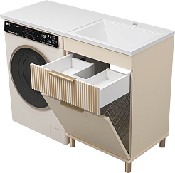 Brevita Мебель для ванной Enfida 120 R Эстет Даллас под стиральную машину с б/к бежевая – фотография-8